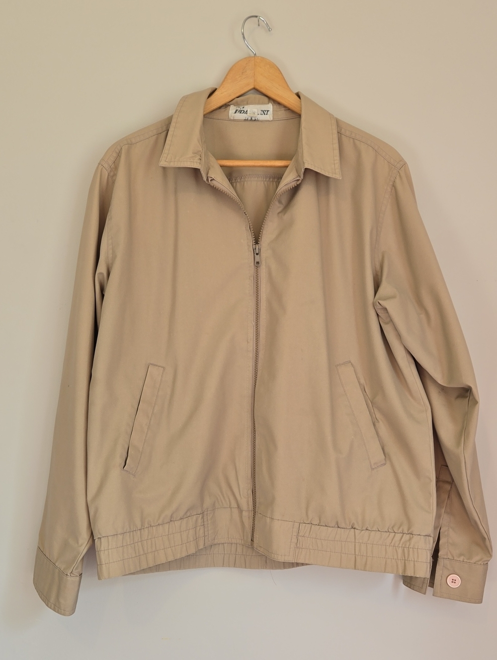 Vintage Tan Lightweight Utility Work Shirt Jacket Cotton Blend 1980s 90s Medium